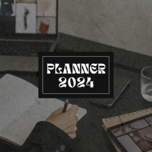 Black and Grey Simple Monthly 2024 Planner